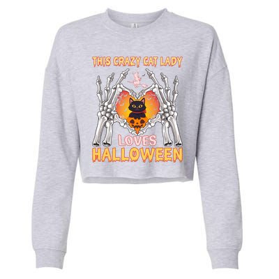 Funny Halloween This Crazy Cat Lady Loves Halloween Cropped Pullover Crew