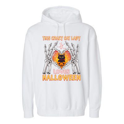 Funny Halloween This Crazy Cat Lady Loves Halloween Garment-Dyed Fleece Hoodie