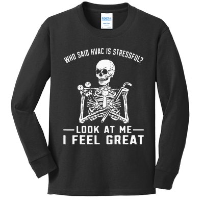 Funny Hvac Tech Ac Repairman Technician Kids Long Sleeve Shirt