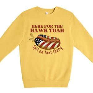 Funny Hawk Tuah Hot Dog Spit On That Thang July 4 Patriotic Premium Crewneck Sweatshirt