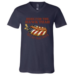 Funny Hawk Tuah Hot Dog Spit On That Thang July 4 Patriotic V-Neck T-Shirt