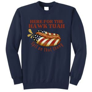 Funny Hawk Tuah Hot Dog Spit On That Thang July 4 Patriotic Tall Sweatshirt