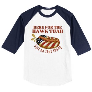 Funny Hawk Tuah Hot Dog Spit On That Thang July 4 Patriotic Baseball Sleeve Shirt