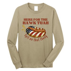 Funny Hawk Tuah Hot Dog Spit On That Thang July 4 Patriotic Long Sleeve Shirt