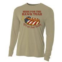 Funny Hawk Tuah Hot Dog Spit On That Thang July 4 Patriotic Cooling Performance Long Sleeve Crew