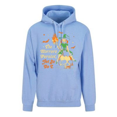 Funny Halloween The Horrors Persist Yet So Do I Unisex Surf Hoodie