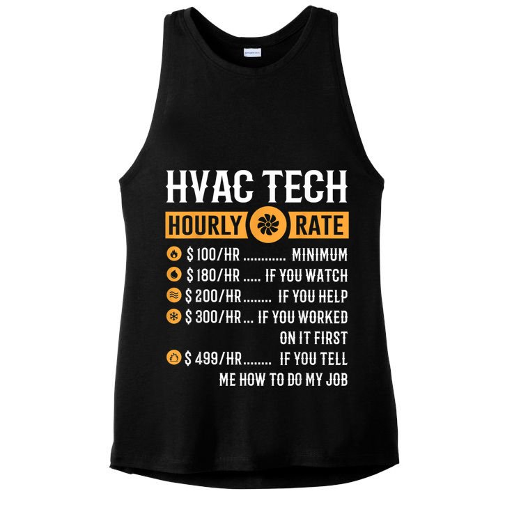 Funny HVAC Tech Gifts HVAC Tech Hourly Rate Ladies PosiCharge Tri-Blend Wicking Tank