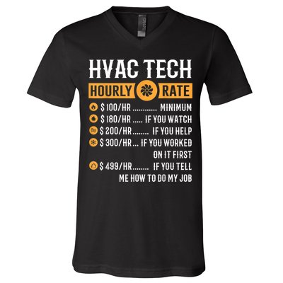 Funny HVAC Tech Gifts HVAC Tech Hourly Rate V-Neck T-Shirt