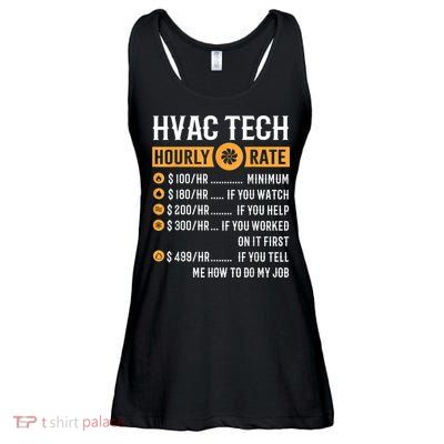 Funny HVAC Tech Gifts HVAC Tech Hourly Rate Ladies Essential Flowy Tank