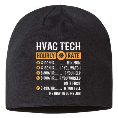 Funny HVAC Tech Gifts HVAC Tech Hourly Rate Sustainable Beanie