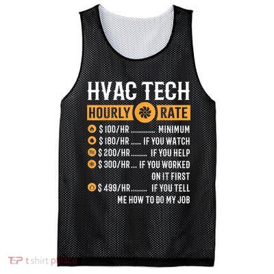Funny HVAC Tech Gifts HVAC Tech Hourly Rate Mesh Reversible Basketball Jersey Tank