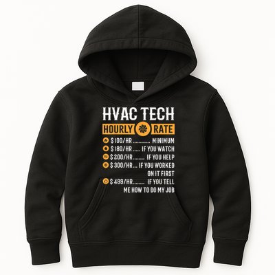 Funny HVAC Tech Gifts HVAC Tech Hourly Rate Kids Hoodie