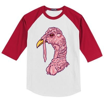 Funny Happy Thanksgiving Turkey Day Boy Girl Gift Kids Colorblock Raglan Jersey