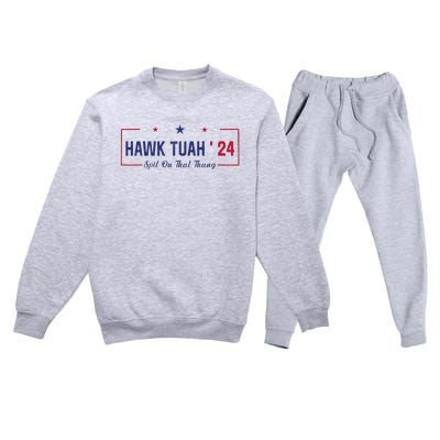 Funny Hawk Tuah 24 Spit On That Thang Premium Crewneck Sweatsuit Set