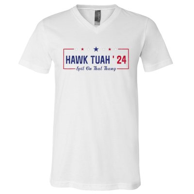 Funny Hawk Tuah 24 Spit On That Thang V-Neck T-Shirt