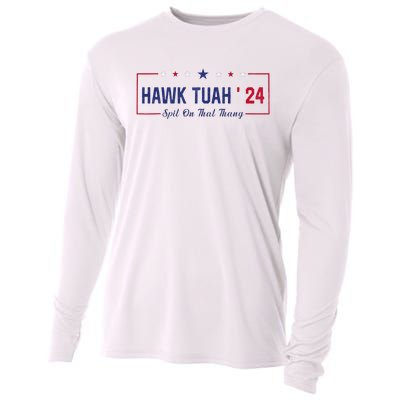 Funny Hawk Tuah 24 Spit On That Thang Cooling Performance Long Sleeve Crew