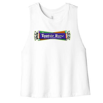 Funny Halloween Tootsie Brew Candy Roasted Spiders And Snakes Women's Racerback Cropped Tank