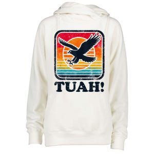 Funny Hawk Tuah Tush Camping Hiking Womens Funnel Neck Pullover Hood