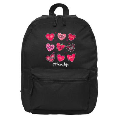 Funny Hearts Teach Love Inspire Para Life Valentines Day Gift 16 in Basic Backpack