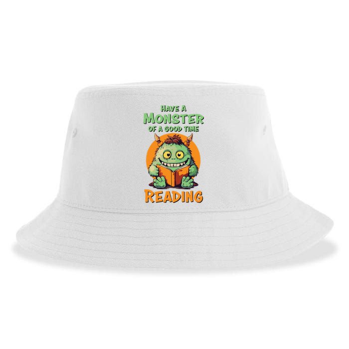 Funny Halloween Teacher Librarian Monster Reading Books Sustainable Bucket Hat