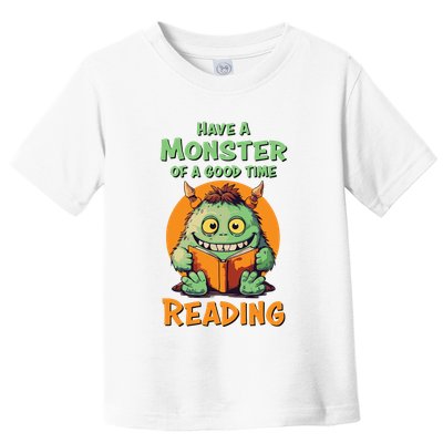 Funny Halloween Teacher Librarian Monster Reading Books Toddler T-Shirt