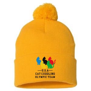 Funny Hawk Tush Cute Cat Cuddling Olympic Teamhawk Tuah 24 Funny Tank Top Design Pom Pom 12in Knit Beanie