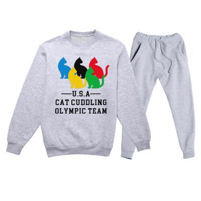 Funny Hawk Tush Cute Cat Cuddling Olympic Teamhawk Tuah 24 Funny Tank Top Design Premium Crewneck Sweatsuit Set