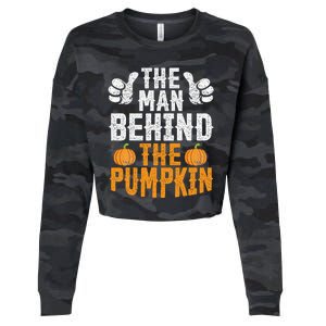 Funny Halloween The Man Behind The Pumpkin Dad Husband Cropped Pullover Crew