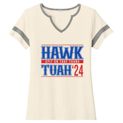 Funny Hawk Tuah 24 Sayings Design Ladies Halftime Notch Neck Tee