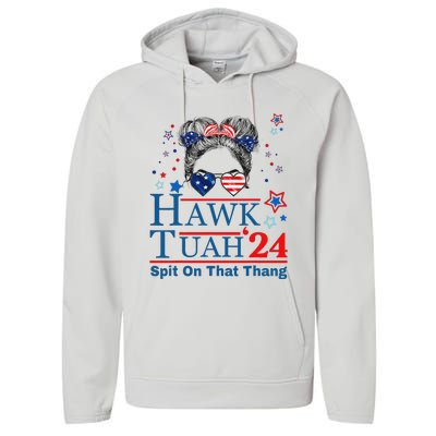 Funny Hawk Tush Messy Bun Design Performance Fleece Hoodie