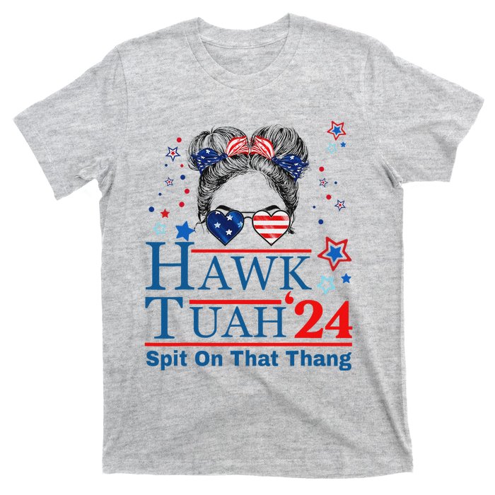 Funny Hawk Tush Messy Bun Design T-Shirt