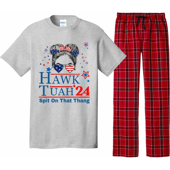 Funny Hawk Tush Messy Bun Design Pajama Set