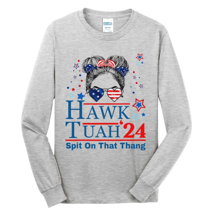 Funny Hawk Tush Messy Bun Design Tall Long Sleeve T-Shirt