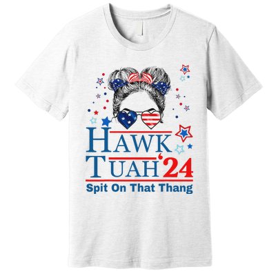 Funny Hawk Tush Messy Bun Design Premium T-Shirt