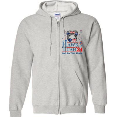 Funny Hawk Tush Messy Bun Design Full Zip Hoodie