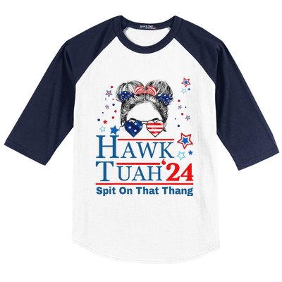 Funny Hawk Tush Messy Bun Design Baseball Sleeve Shirt