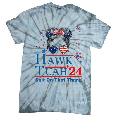 Funny Hawk Tush Messy Bun Design Tie-Dye T-Shirt