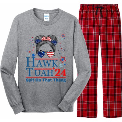 Funny Hawk Tush Messy Bun Design Long Sleeve Pajama Set