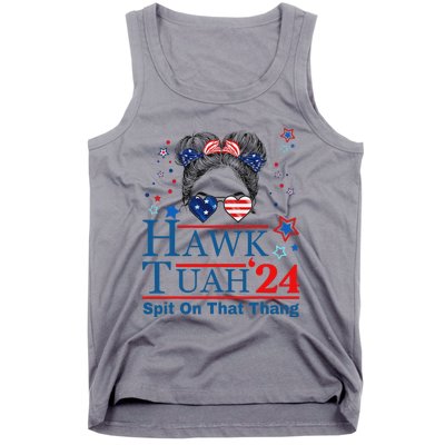 Funny Hawk Tush Messy Bun Design Tank Top