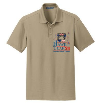 Funny Hawk Tush Messy Bun Design Dry Zone Grid Polo