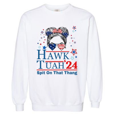 Funny Hawk Tush Messy Bun Design Garment-Dyed Sweatshirt