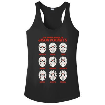 Funny Halloween The Many Moods Of Jason Voorhees Ladies PosiCharge Competitor Racerback Tank
