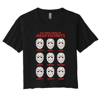 Funny Halloween The Many Moods Of Jason Voorhees Crop Top