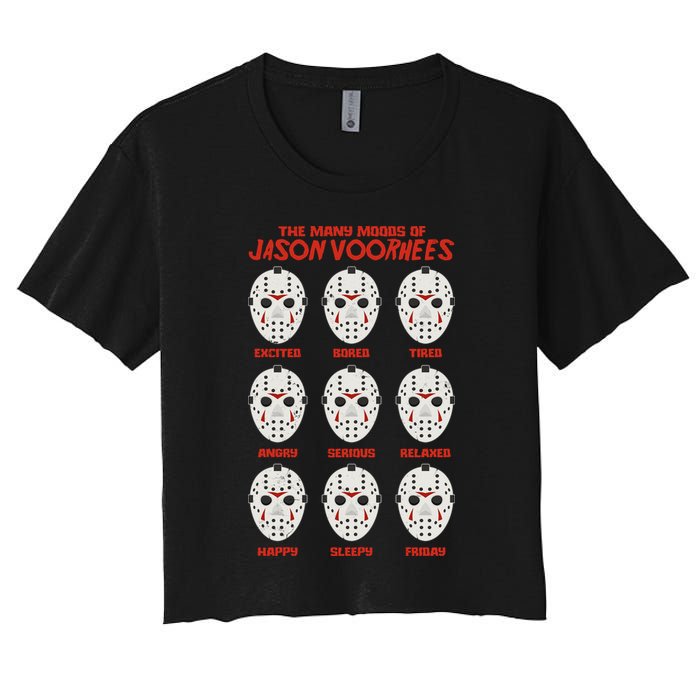 Funny Halloween The Many Moods Of Jason Voorhees Crop Top