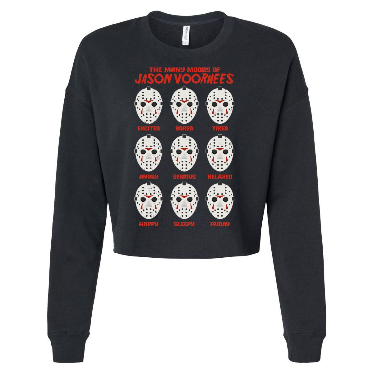 Funny Halloween The Many Moods Of Jason Voorhees Cropped Pullover Crew
