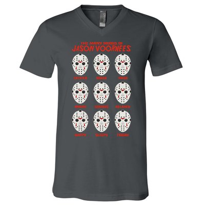 Funny Halloween The Many Moods Of Jason Voorhees V-Neck T-Shirt