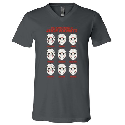 Funny Halloween The Many Moods Of Jason Voorhees V-Neck T-Shirt