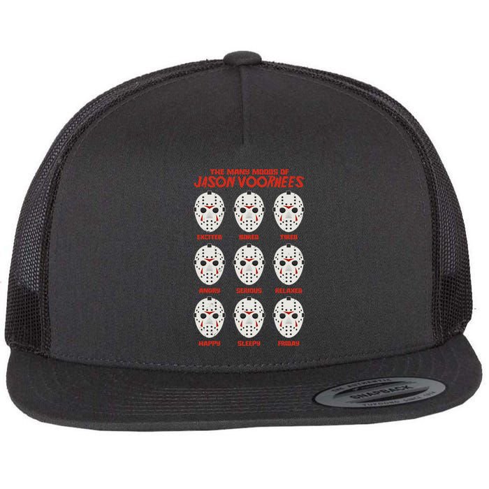Funny Halloween The Many Moods Of Jason Voorhees Flat Bill Trucker Hat