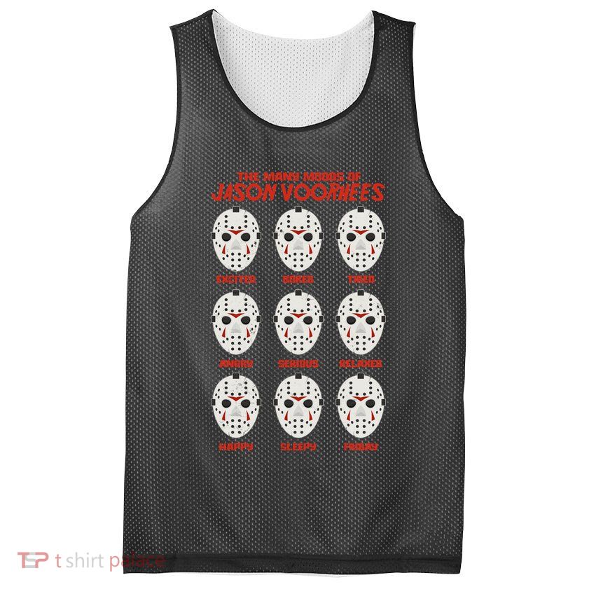 Funny Halloween The Many Moods Of Jason Voorhees Mesh Reversible Basketball Jersey Tank