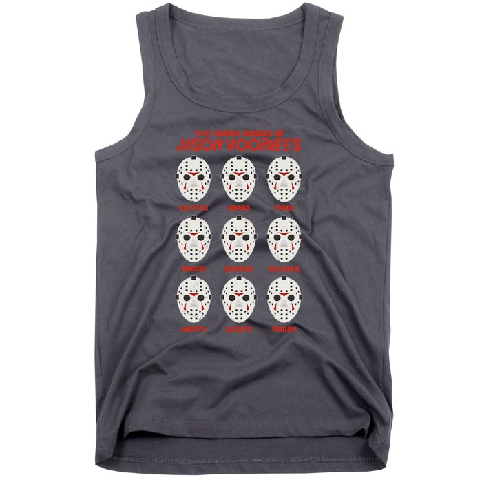 Funny Halloween The Many Moods Of Jason Voorhees Tank Top